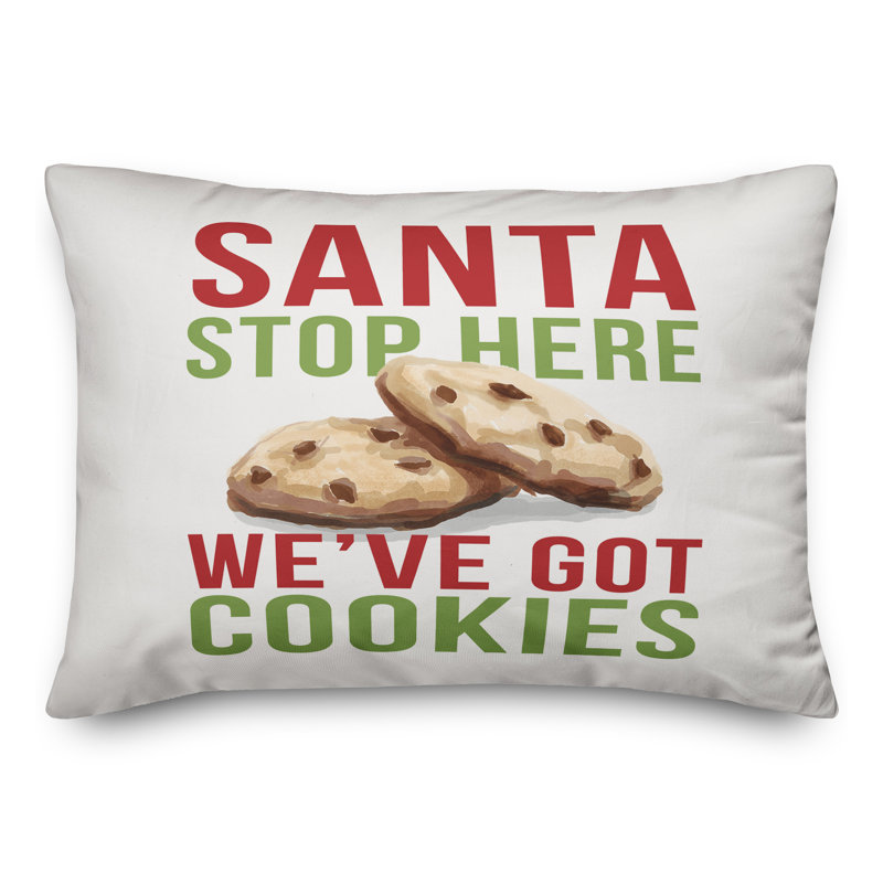  Coussin lombaire Santa Stop Here We Got Cookies, Housse de coussin seulement - sans coussin