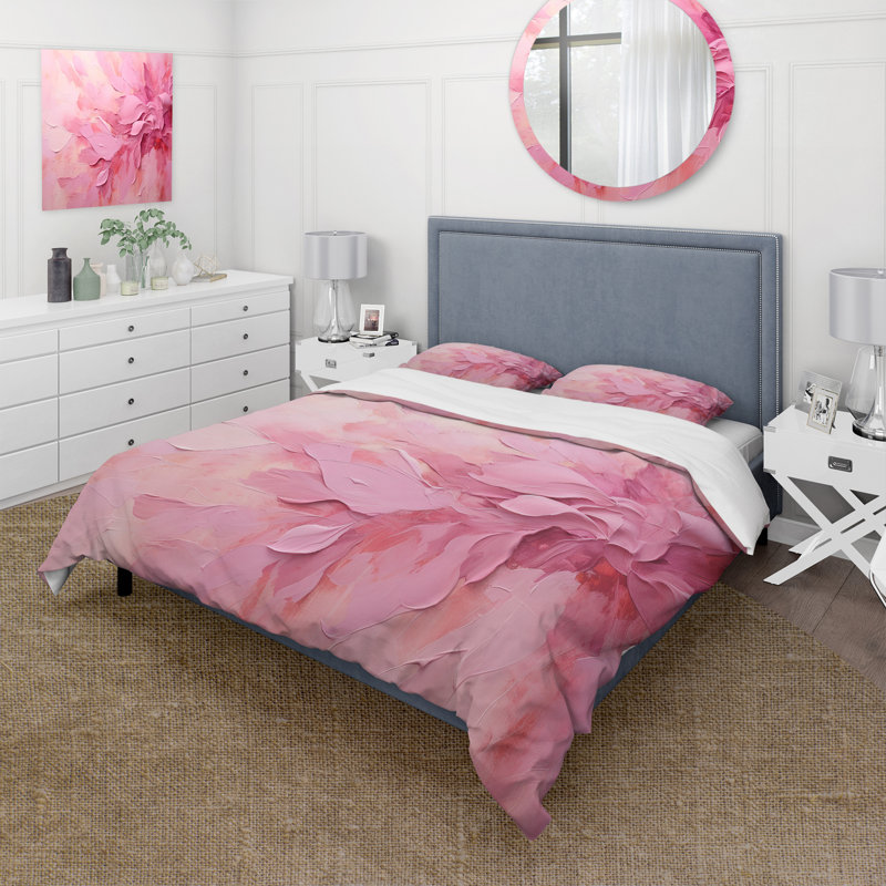 Ensemble de housse de couette Gold and Pink Minimal Abstract River - Fuchsia