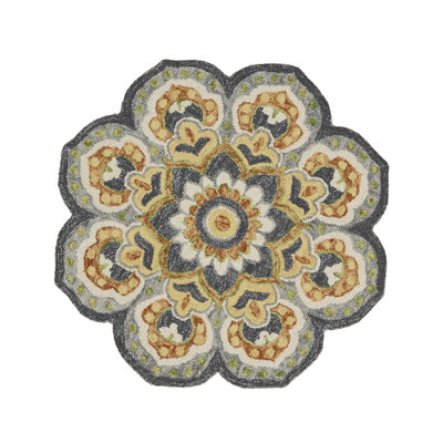 Dazzle Floral Hand Tufted Wool Scalloped Area Rug