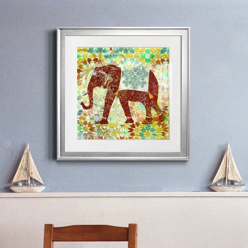 Bali Elephant - cadre photo, impression, H 22,5 po x l 22,5 po x P 1,5 po, Papier avec cadre argenté