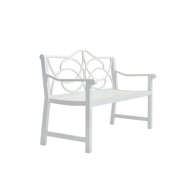 Garden Patio Bench In White - Metal Frame With & Armrest, Strong, Rust-, Protected, Accommodates 2-3 People, Simple Install Style Construction Rustproof, , 2-3, Easy Assembly Required