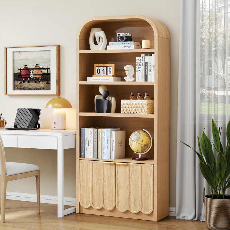 Grande vitrine de rangement arquée 70,86 po, Naturel