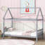 Lit simple gris avec structure de maison - ajout de chambre à coucher en bois d'hévéa de couleurs classiques polyvalentes-1466832741