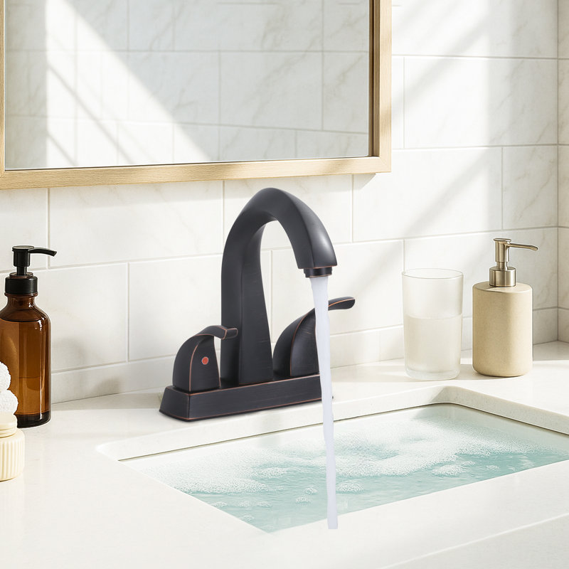 4 inch Double Handle Centerset Bathroom Sink Faucet with Drain Assembly, Oil Rubbed Bronze