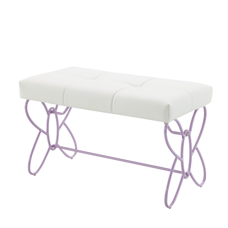 White & Light Synthetic Leather Purple Finish Bench