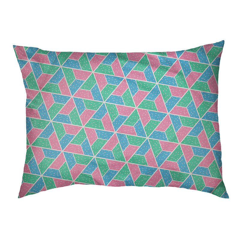 Coussin pour chien Byrge Trapezoids, Très grand (l 50 po x P 40 po x H 42 po), Vert/rose/bleu