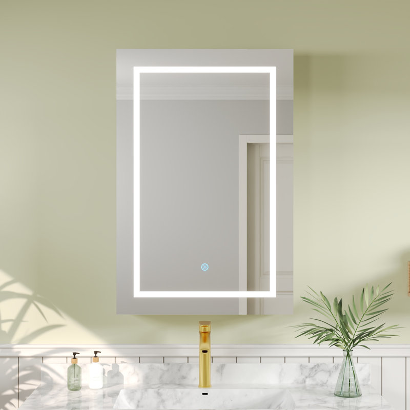 Armoire à pharmacie intelligente pour la salle de bain, antibuée, lumière DEL à 3 tons à intensité variable, 2 tablettes