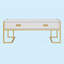 Table basse moderne moderne blanche avec 4 tiroirs et base dorée de 47,3 po-1929045875