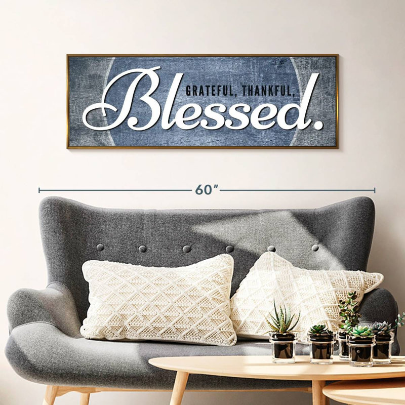 Bienheureux, typographie inspirante, Floating Frame Gold, 43 po x 15 po