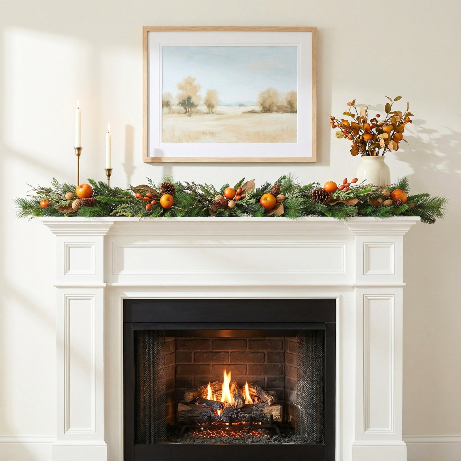6' Apple Nuts Fruits Pinecone Garland