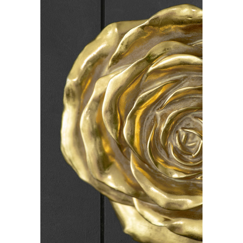De 2 roses murales élégantes - teinte dorée, design complexe pour la maison, 2 pièces, détail décoratif rose élégant, look moderne
