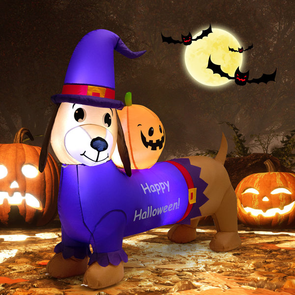 The Holiday Aisle® Dog & Ghost Pumpkin Inflatable | Wayfair