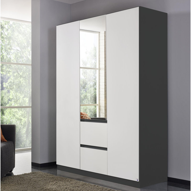 Nidda 3 Door Wardrobe, Alpine White/Metallic Grey