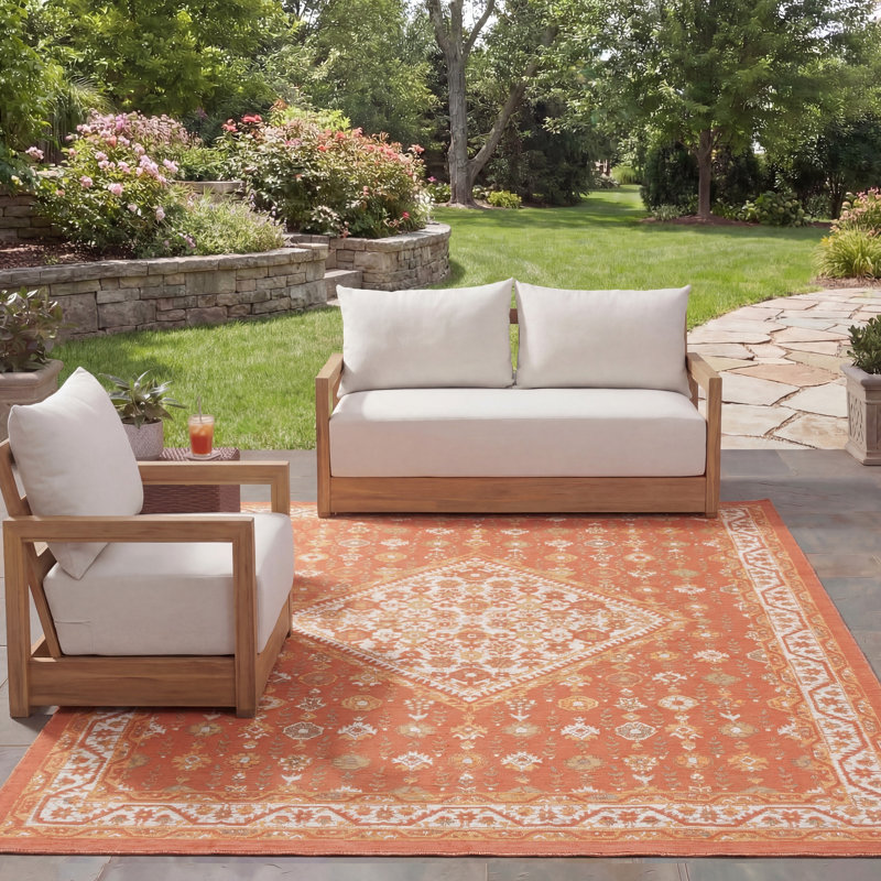 Tapis d'intérieur / extérieur oriental Oshan Sunrise Performance, Rectangle 8 pi x 10 pi