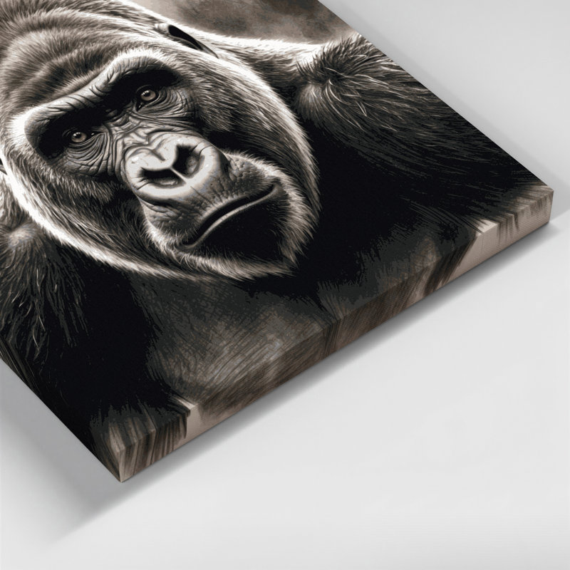 Faune, gorille de montagne, art mural sur toile beige, H 20 po x l 24 po