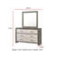 Commode 1 pièce commode à deux tons avec rangement à six tiroirs et poignée de tiroir en métal gris beige