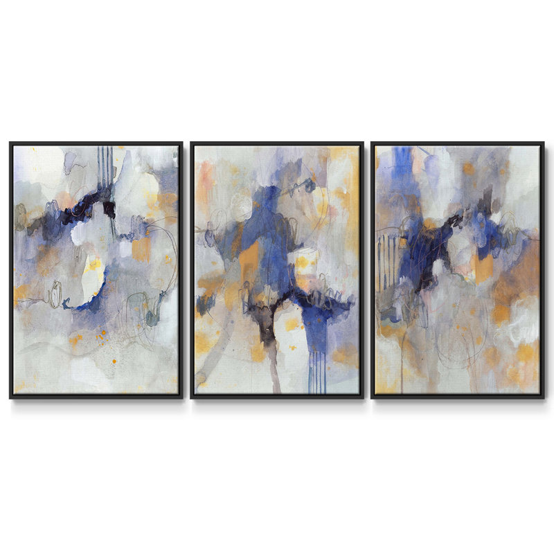 Watercolor Tatter II, ensemble de 3 toiles encadrées, Noir, H 27 po x l 54 po