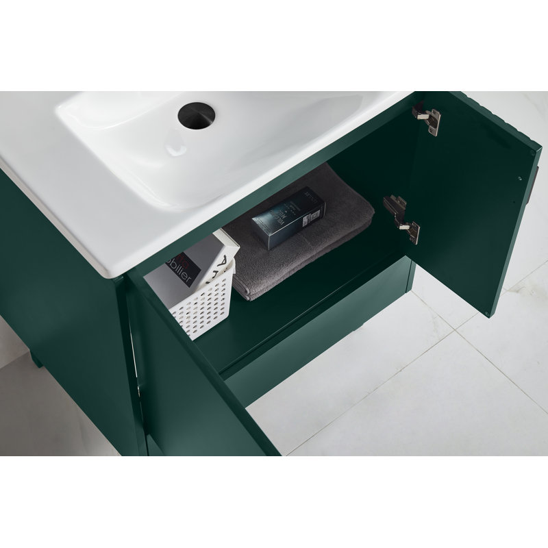 Ensemble de meuble-lavabo simple 30 po Saimah, Noir, Vert