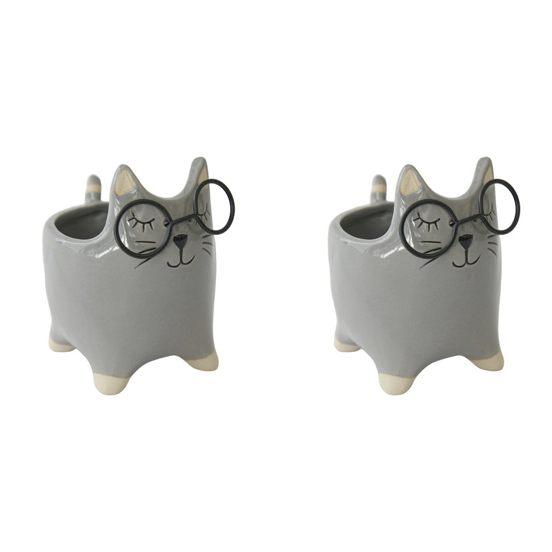Chatière en céramique avec verres - ensemble de 2