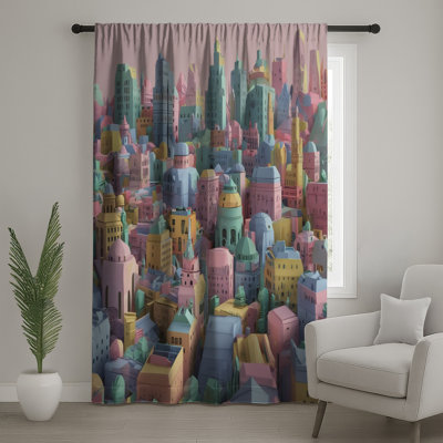 Rideaux de fenêtre Pastel Cityscape Buildings