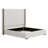 Tall Headboard Upholstered Bed With Vertical Striped And Wingback Design