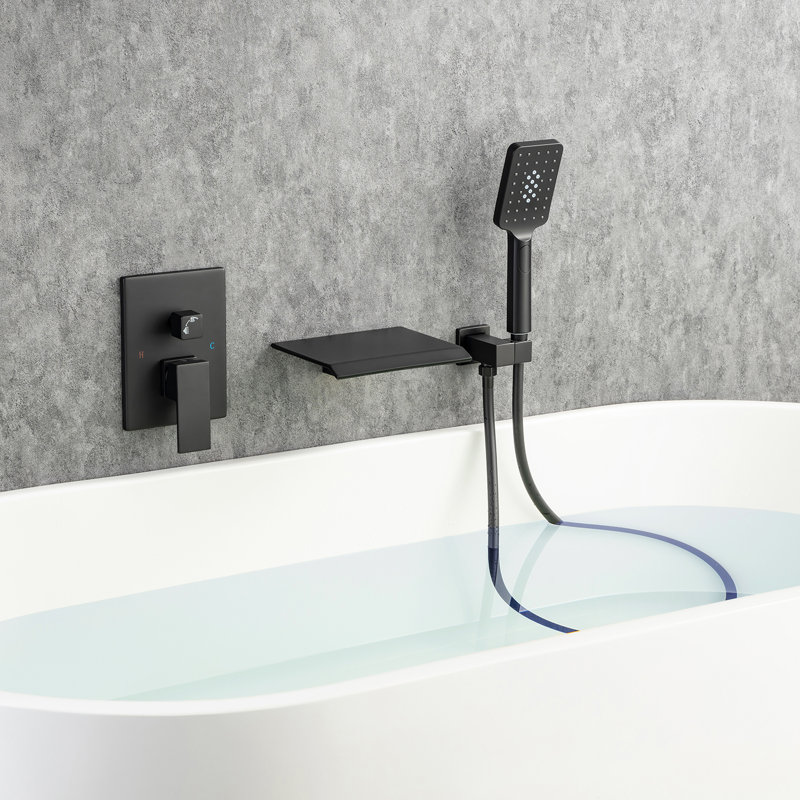 Robinet de baignoire et de douche avec valve brute, Noir mat