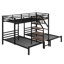 Lit superposé triple en métal avec tablettes de rangement et escalier-1907285804