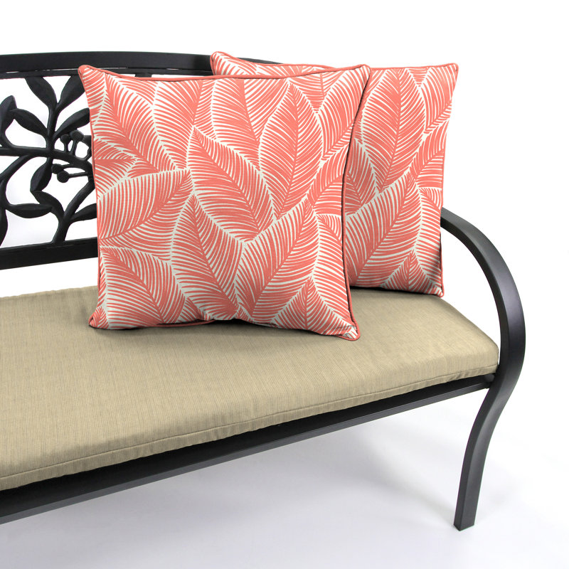 16" x 16" Outdoor Throw Pillow with Welt, Orange Mist Palm