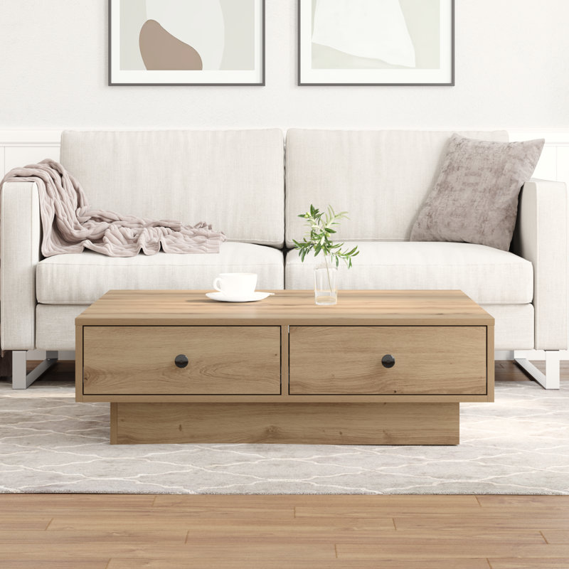Godfred Pedestal Coffee Table, Old Wood, 90 x 90 x 28 cm (L x W x H)