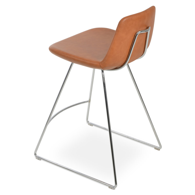 Tabouret de bar et de comptoir Pera HB, Chrome, Caramel, Tabouret de bar (siège d'une hauteur de 29 po)