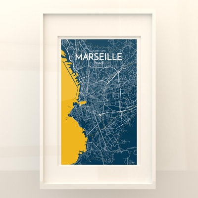 Marseille City Map In Amuse - No Frame Print
