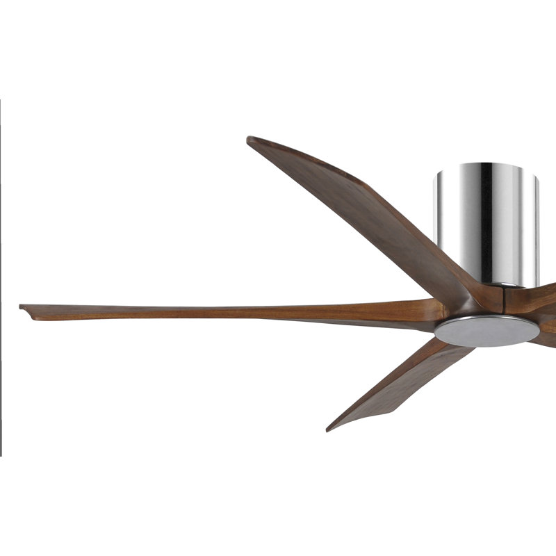 Irene Flushmount Light Kit 5 Blade LED Ceiling Fan, Polished Chrome, Walnut Tone, 60"