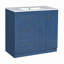Meuble-lavabo autoportant de 36 po avec lavabo en céramique, armoire de rangement avec 2 tiroirs et tablette en bois massif et panneau de fibres à densité moyenne