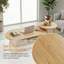 Ensemble de tables basses gigognes 2 pièces, avec rangement à 2 niveaux et grain de bois rustique, plateau de table ovale et rond, style moderne minimaliste-694803347