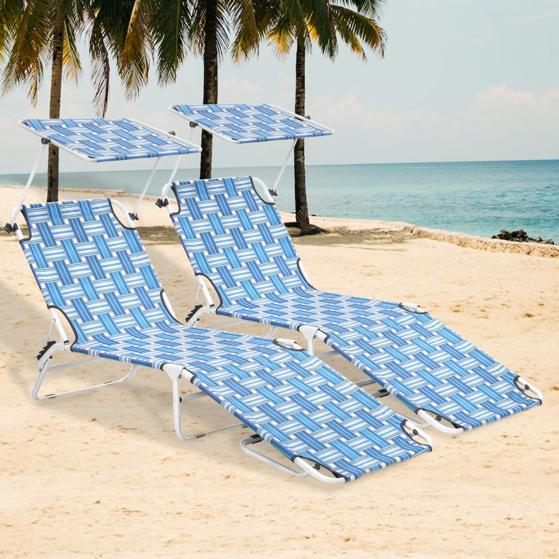 Sling Chair Retro Beach Lounge Chair Tri Fold Vintage Folding