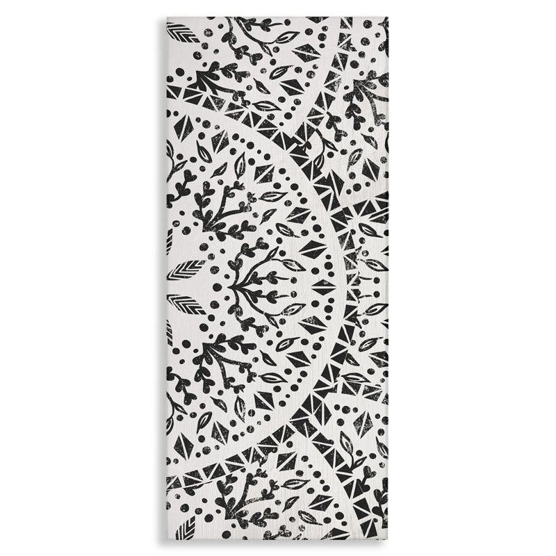 Boho Black and White Fractal Pattern Canvas Print, 10" x 24"