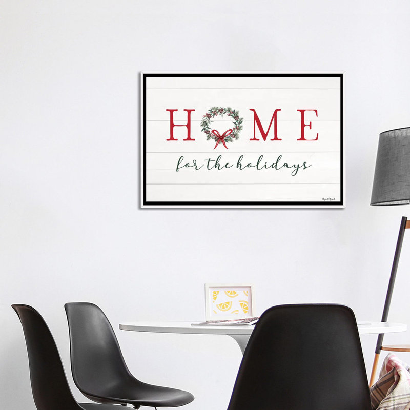 Home For The Holidays - Wall Art Print - Framed Canvas, 26" H x 40" W, Framed Print without Mat, White