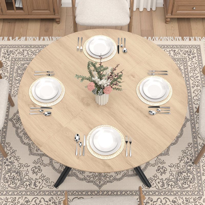 Ensemble de table de salle à manger 47,2 po avec 4 chaises rembourrées, Natural, Grey