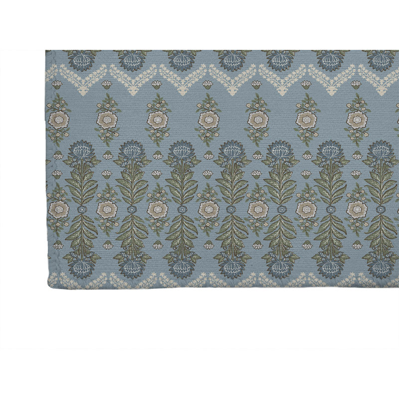 Tapis de cuisine à profil bas Kalina, Bleu, Rectangle 4pi x 6 pi