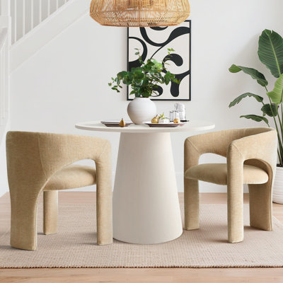 Ensemble de salle à manger 35 "à piédestal rond avec chaises rembourrées