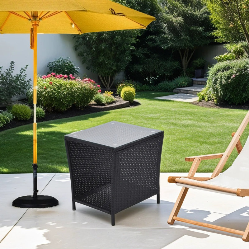 Table d'appoint d'extérieur carrée L 17,7 po x l 17,7 po Jagjeevan, Noir