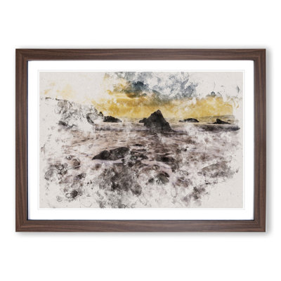 Beach and Rocks Watercolour - Picture Frame Graphic Art