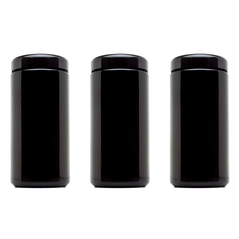 Ensemble de 3 pots à épices avec plateau à vis classique, H 6,9 po x l 3,3 po x P 3,3 po, Noir