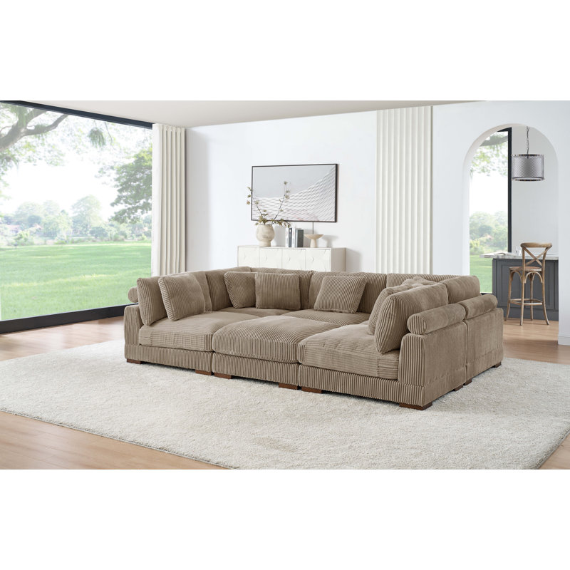 Canapé modulaire Barcombe, Velours côtelé chameau