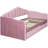 Twin Size Upholstered Daybed With Trundle, Pink Velvet, Charging For Daily Use, No Box-spring Needed Velvet Bed Trundle And Charging, Functional Elegant,-949889928