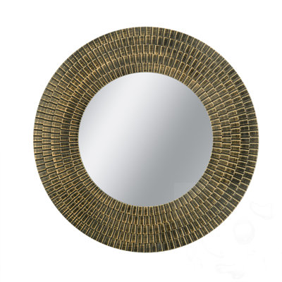 Round Accent Mirror With Woven Texture