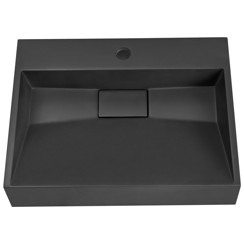 Wall Hung Basin QUENKO, Black, 500cm H x 380cm W x 120cm D, 1