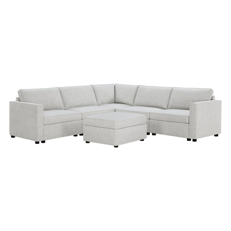 Canapé modulaire de rangement en L à assise en L 109,84 po Hymes avec coussin détachable, canapé modulaire avec repose-pieds