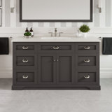 Didomenico 60"W X 22"D Bathroom Vanity With White Carrara Quartz Countertop And Undermount Porcelain Sink