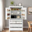 Garde-manger autoportant avec 6 tablettes de porte, 2 tablettes réglables et 5 tiroirs-1311139801